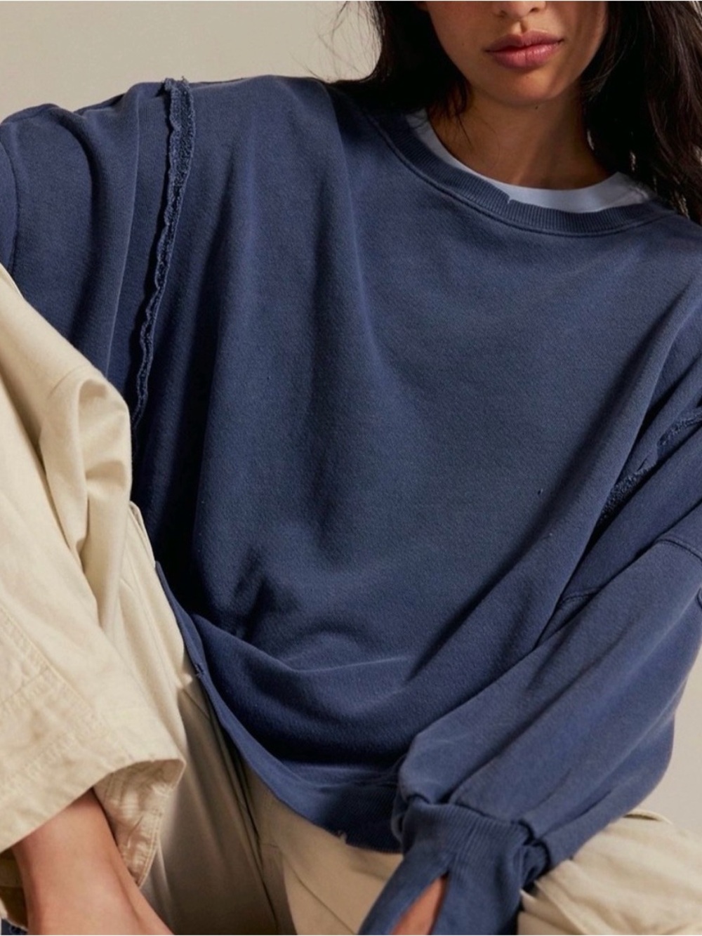We The Free Camden Relaxed Crewneck Sweater in Slate Blue